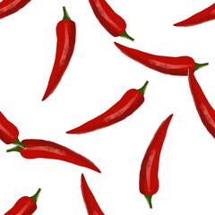 Seamless pattern with chili illustration on a white background