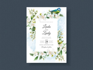 wedding invitations card floral tropical watercolor