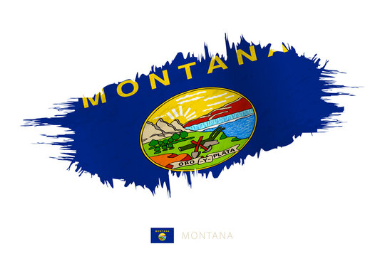 Painted brushstroke flag of Montana with waving effect.