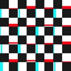 Chess seamless pattern in retro style with red and blue stripes - 505472919