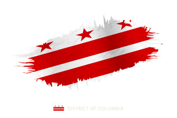 Painted brushstroke flag of District of Columbia with waving effect.