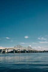 Beautiful shot of a Steamboat Bill Bridge across the Tennessee River in Decatur, Alabama