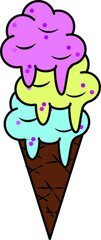ice cream cone melts three balls