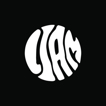 Vector design of Liam name typography lettering logo in round shape and white color on black