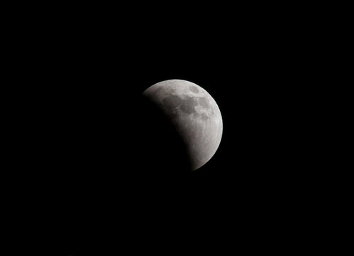 2022 Super Blood Flower Moon At One-Half Totality.