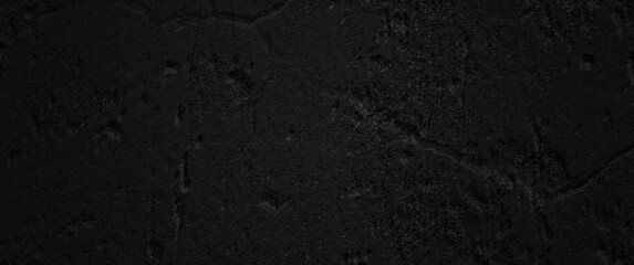 Fototapeta na wymiar Black wall, dark grunge, black concrete for panoramic background. Dark cement background blank for design