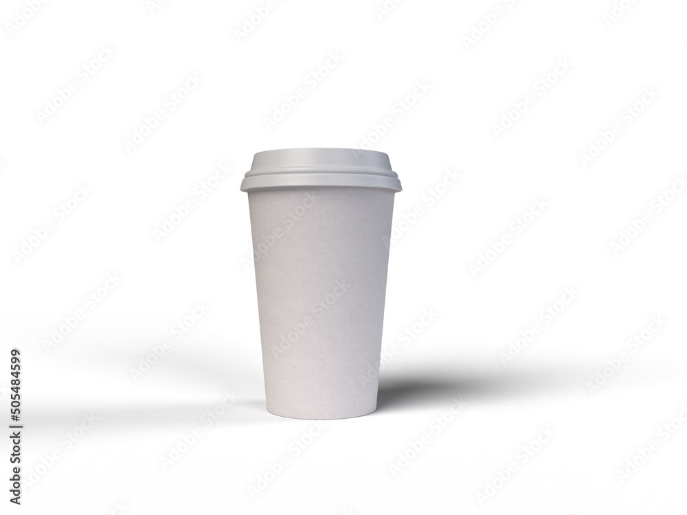 Canvas Prints 3d rendering illustration of a white coffee cup on a solid background