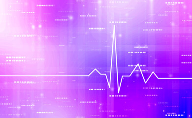 2D illustration Heart cardiogram background
