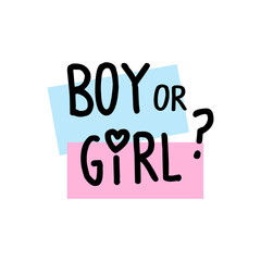 Boy or girl? Gender reveal party card, banner vector element  design