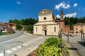 Fototapeta na wymiar Farigliano, Cuneo, Italy - May 17, 2022: parish church of St. John the Baptist in piazza San Giovanni