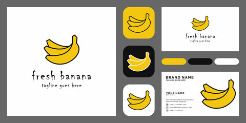 banana icon vector. avocado fruit in flat design. banana vector illustration with business card template