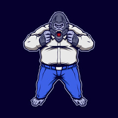 Angry Gorilla Wear Suit Cartoon 