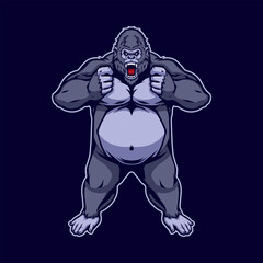 Angry Gorilla Mascot Cartoon Illustration