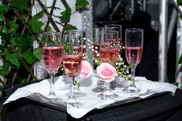 Social Events - Tray With Glasses Served With Champagne