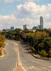 Road leading into the Sandton central business district in Johannesburg, South Africa