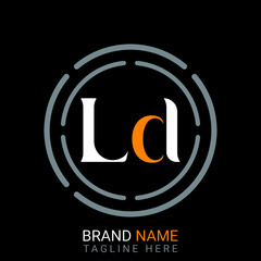 Ld Letter Logo design. black background.