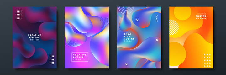 Modern abstract covers set, minimal covers design. Colorful geometric background, vector illustration.