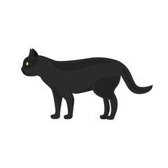 Black cat semi flat color vector element. Full sized object on white. Domestic animal. Symbol of bad luck. Superstition simple cartoon style illustration for web graphic design and animation