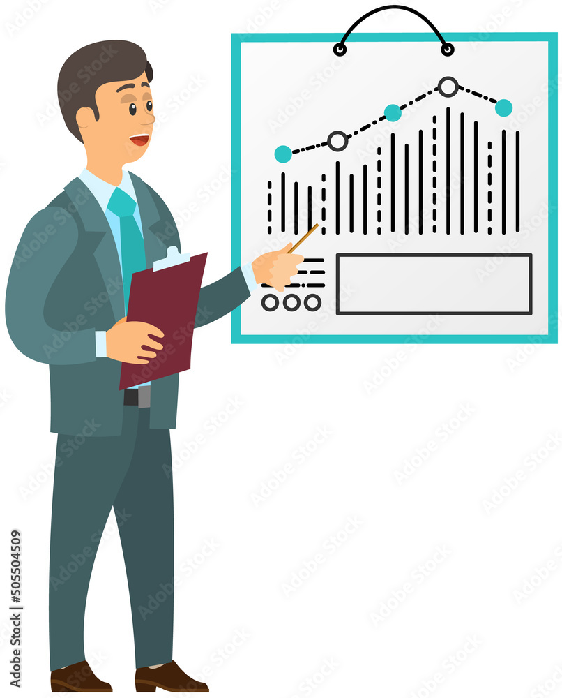 Poster infographic chart vector template. annual statistics curve graph design. market data diagrams. graph