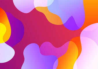 Abstract blue and purple liquid wavy shapes futuristic banner. Glowing retro waves vector background