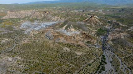 vista del inmenso desierto de Tabernas en la provincia de Almería, España
