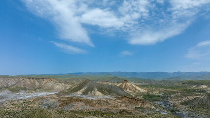 vista del inmenso desierto de Tabernas en la provincia de Almería, España