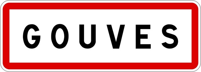 Fototapeta premium Panneau entrée ville agglomération Gouves / Town entrance sign Gouves