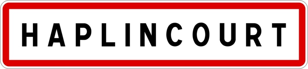 Panneau entrée ville agglomération Haplincourt / Town entrance sign Haplincourt