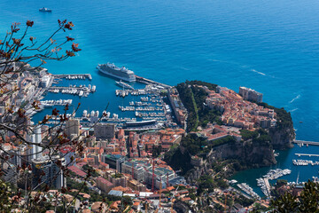 Aerial shot of the Principato di Monaco, Montecarlo - obrazy, fototapety, plakaty