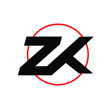 Vector illustration of Zk letters monograms in a circle for logo isolated on a white background