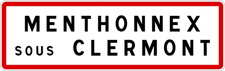 Panneau entrée ville agglomération Menthonnex-sous-Clermont / Town entrance sign Menthonnex-sous-Clermont