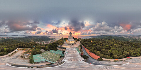 Aerial view of the Big Buddha in the evening, Phuket, Thailand
