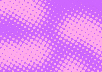 Pop art background pink and purple dots design in retro comics book style, vector