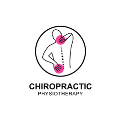Vector illustration of a chiropractic physiotherapy logo isolated on a white background - obrazy, fototapety, plakaty