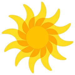 sun illustration isolated, vector icon of the sun in orange tones