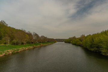 Obraz premium Morava river near Otrokovice town in spring morning