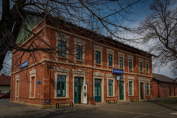 Fototapeta na wymiar Building of Jistebnik station in spring nice fresh day