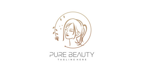 Beauty logo design for woman Premium Vector