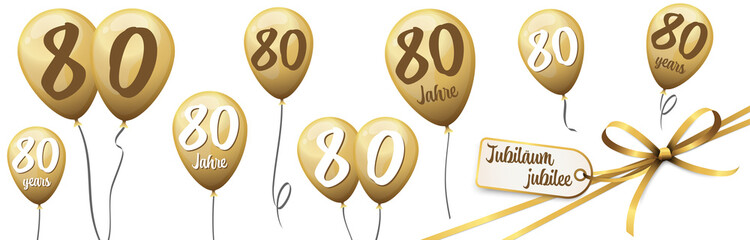 jubilee balloons 80 years - obrazy, fototapety, plakaty