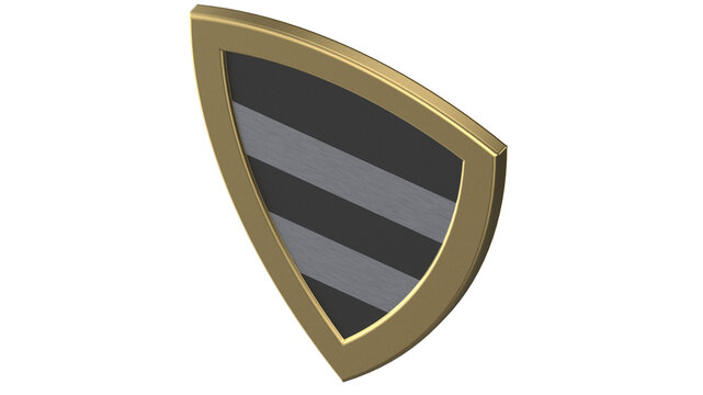 Stripes Gold Shield Medieval 3d Illustration Render