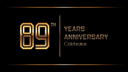 89 Years Anniversary logotype. Anniversary celebration template design for booklet, leaflet, magazine, brochure poster, banner, web, invitation or greeting card. Vector illustrations.