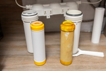 House water filtration system. Installation or replacement of water purification filters under...