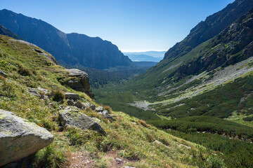 Fototapeta na wymiar Mountain landscape of the Mengusovska Valley. High Tatras in Slovakia.