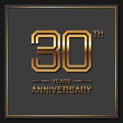 30 Years Anniversary logotype. Anniversary celebration template design for booklet, leaflet, magazine, brochure poster, banner, web, invitation or greeting card. Vector illustrations.