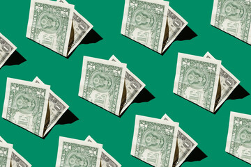 dollar banknotes on green background