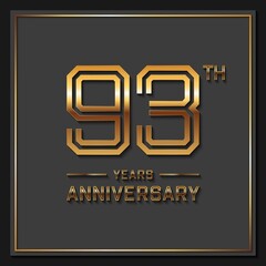 93 Years Anniversary logotype. Anniversary celebration template design for booklet, leaflet, magazine, brochure poster, banner, web, invitation or greeting card. Vector illustrations.