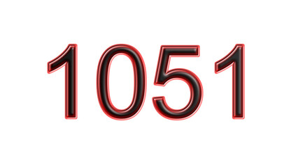 red 1051 number 3d effect white background