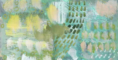 Art Watercolor and Acrylic smear brushstroke blot with pastel pencil elements. Abstract texture color stain painting background.