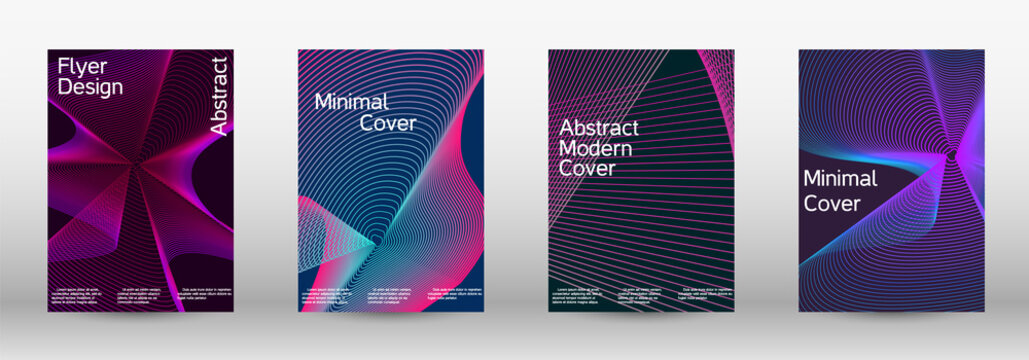 Minimum vector coverage. A set of modern abstract covers. Modern abstract background. Future futuristic template with abstract current forms for banner design, poster, booklet, report, magazine.