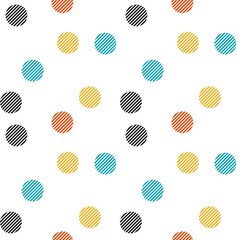 Colorful retro straight line circle, random seamless pattern on the white background. Vector illustration.